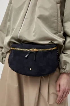 La New Grande Lili Velours Bag in Noir and Bleu Universe