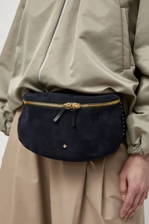 La New Grande Lili Velours Bag in Noir and Bleu Universe