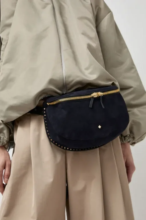 La New Grande Lili Velours Bag in Noir and Bleu Universe