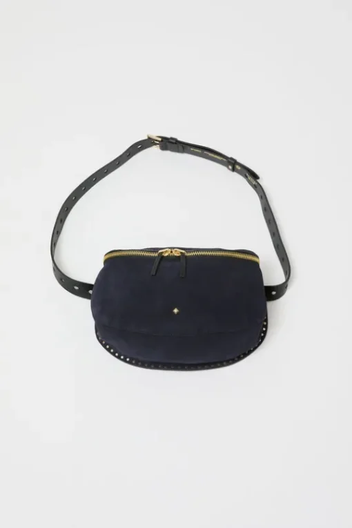 La New Grande Lili Velours Bag in Noir and Bleu Universe
