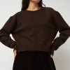Lambswool Two Holes Solid Pullover in Brown