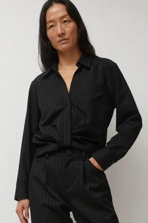 Lana Top in Midnight Pinstripe