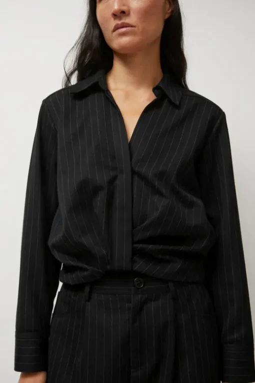 Lana Top in Midnight Pinstripe