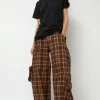 Lawn Cargo in Pink Brown Plaid