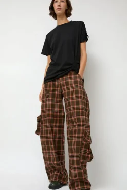 Lawn Cargo in Pink Brown Plaid