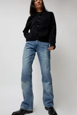 Layered Denim Jeans in Washed Blue