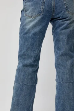 Layered Denim Jeans in Washed Blue