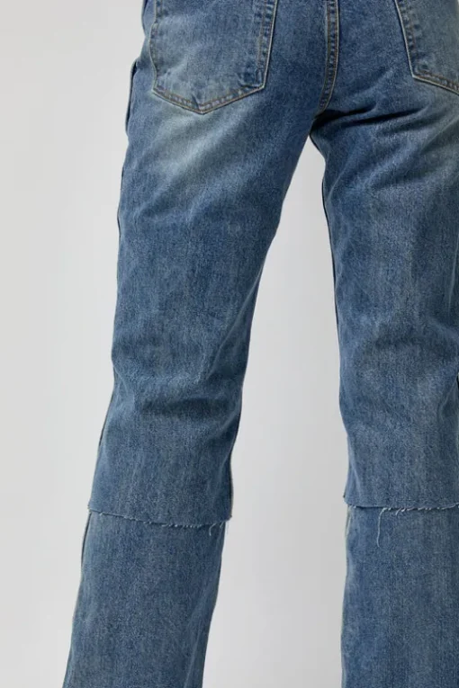 Layered Denim Jeans in Washed Blue
