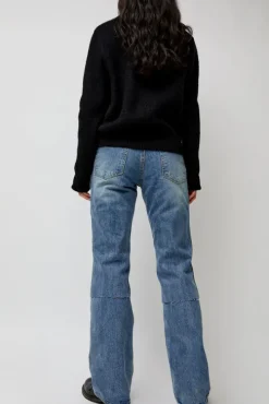 Layered Denim Jeans in Washed Blue