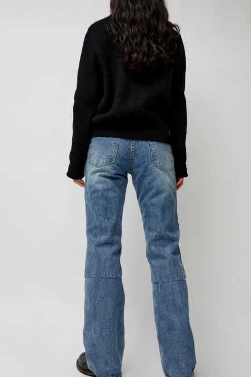 Layered Denim Jeans in Washed Blue
