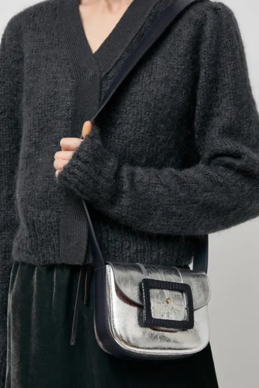 Le June Laminato Bag in Laminato Argent and Marine