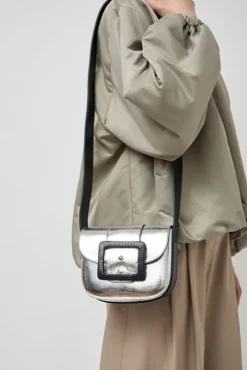 Le June Laminato Bag in Laminato Argent and Marine