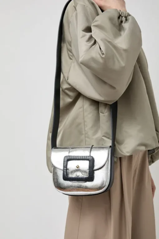 Le June Laminato Bag in Laminato Argent and Marine