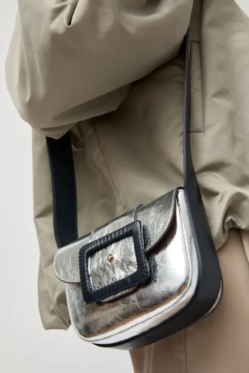 Le June Laminato Bag in Laminato Argent and Marine