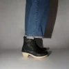 5" Leather Clog Buckle Boot on Mid Heel in Black