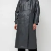 Leather Scarf Trench in Charcoal