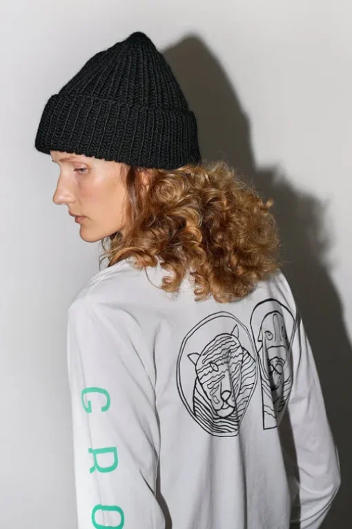 Lennon Fold Up Beanie in Black
