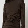 Light Jersey Slim Shirring Top in Brown