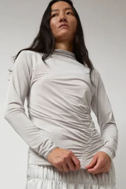 Light Jersey Slim Shirring Top in Silver