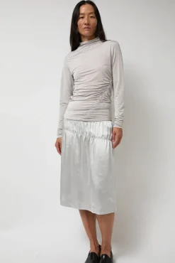 Light Jersey Slim Shirring Top in Silver