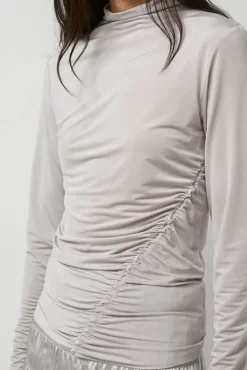 Light Jersey Slim Shirring Top in Silver