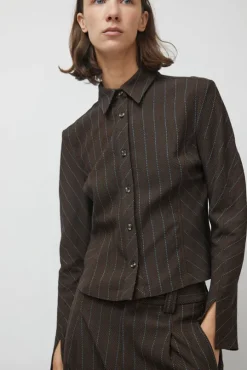Linn Shirt in Brown Stripe