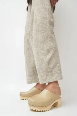 Liza Clog on Mid Tread in Clay with Bone Shearling