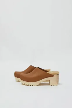Liza Clog on Mid Tread in Palomino with Ink Aviator Shearling