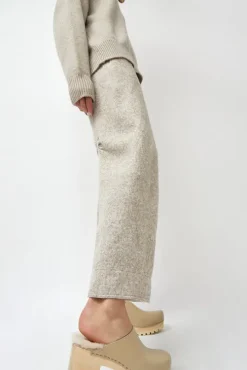 Liza Clog on Mid Tread in Clay with Bone Shearling