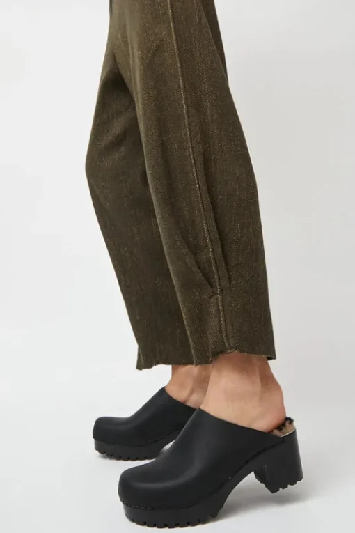 Liza Clog on Mid Tread in Black with Zebra Shearling on Black Base
