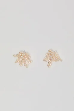 Logo Pearl Cluster Earrings in White
