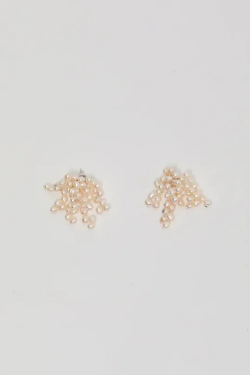 Logo Pearl Cluster Earrings in White