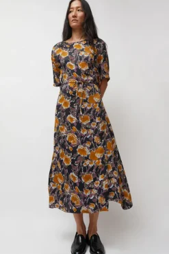 Lola Dress in Gold Roses