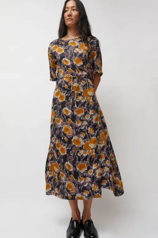 Lola Dress in Gold Roses
