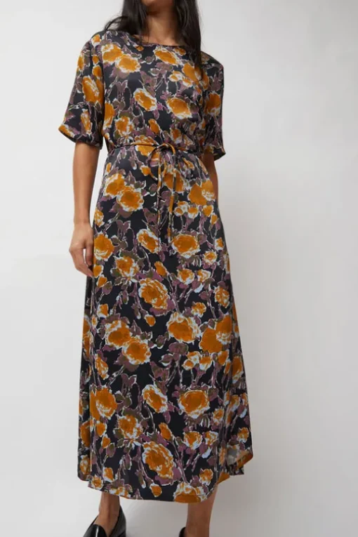 Lola Dress in Gold Roses