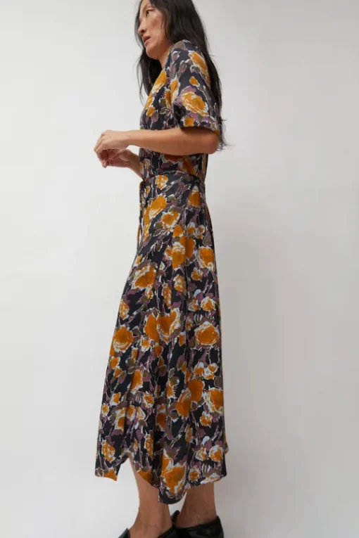 Lola Dress in Gold Roses