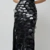 Long Sequin Skirt in Black
