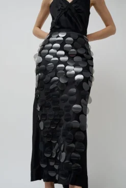 Long Sequin Skirt in Black