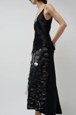 Long Sequin Skirt in Black