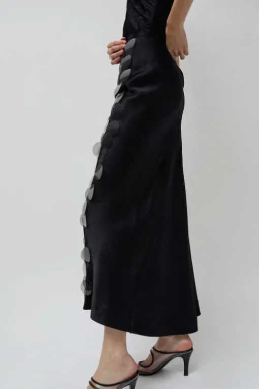 Long Sequin Skirt in Black