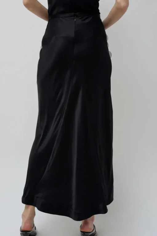 Long Sequin Skirt in Black