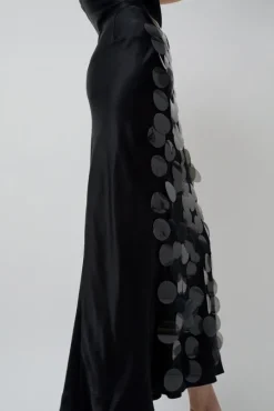 Long Sequin Skirt in Black