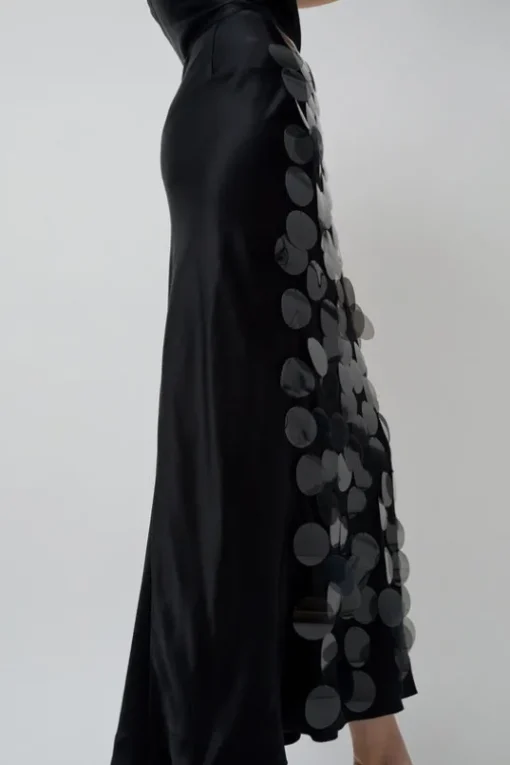 Long Sequin Skirt in Black