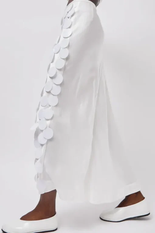 Long Sequin Skirt in White