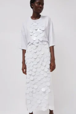 Long Sequin Skirt in White