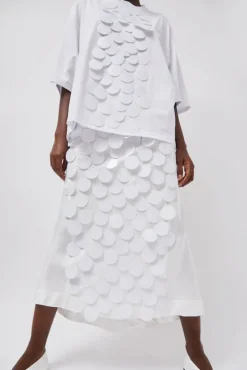 Long Sequin Skirt in White