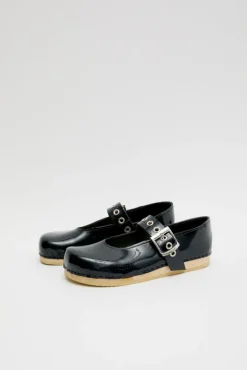 Maryjane Clog on Flat Bendable Base in Navy Patent