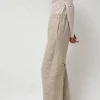 Melange Wool Blend Curve Pants in Ivory