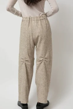 Melange Wool Blend Curve Pants in Ivory