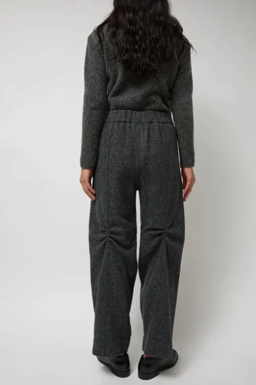Melange Wool Blend Curve Pants in Grey